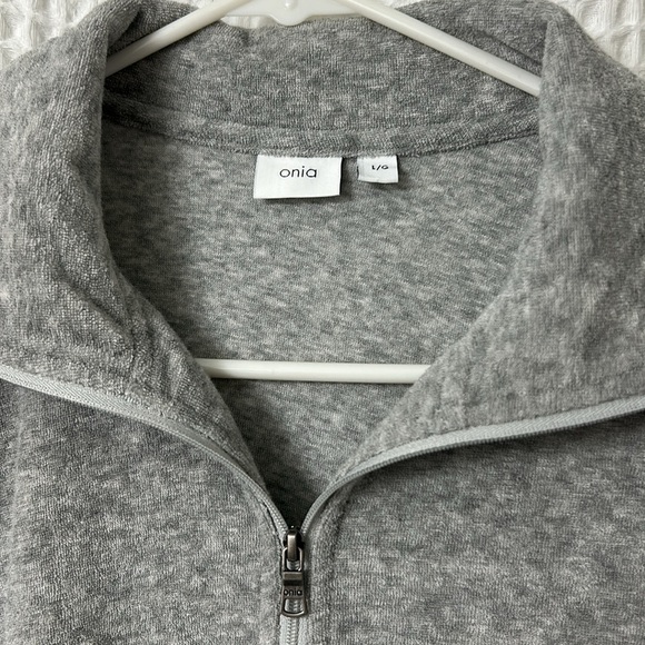 ONIA gray terry quarter zip pullover size L - Picture 3 of 6